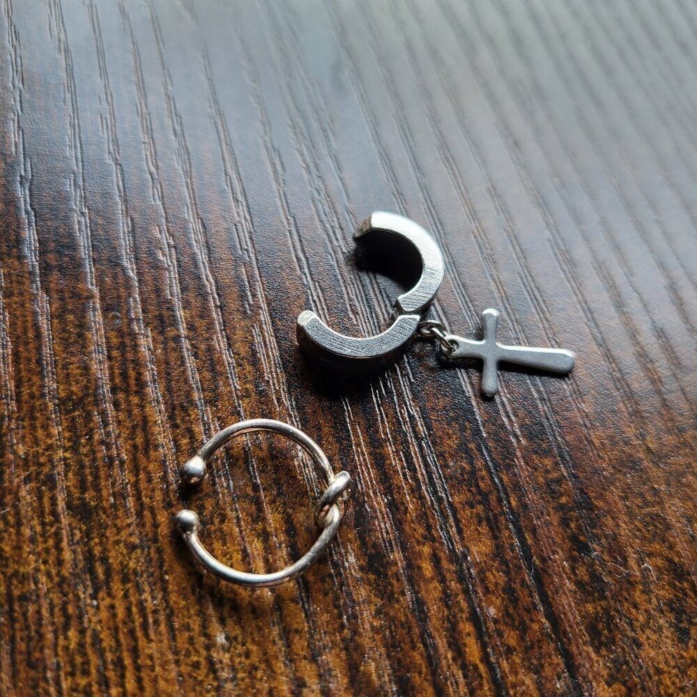 BUNDLE STERLING SILVER AND STAINLESS STEEL EAR CUFFS